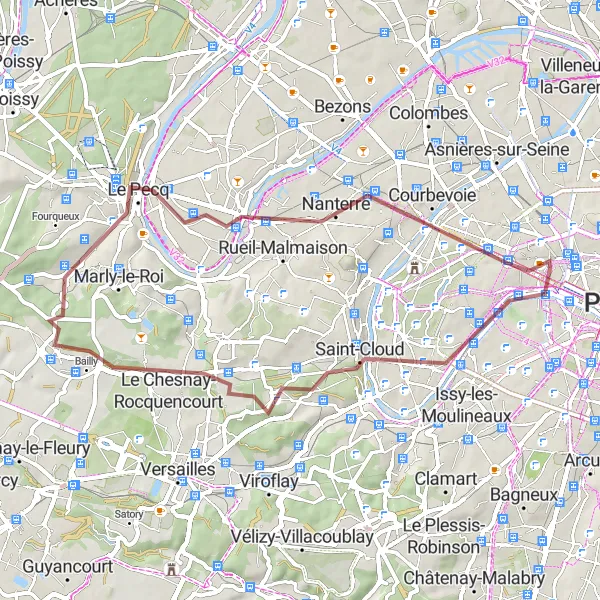 Map miniature of "The Gravel View" cycling inspiration in Ile-de-France, France. Generated by Tarmacs.app cycling route planner