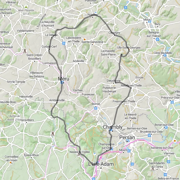 Map miniature of "The Countryside Escape" cycling inspiration in Ile-de-France, France. Generated by Tarmacs.app cycling route planner