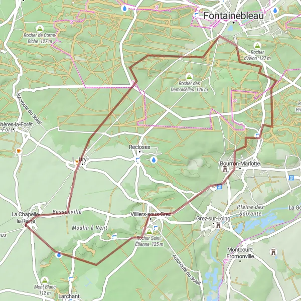 Map miniature of "Rural Exploration Gravel Route" cycling inspiration in Ile-de-France, France. Generated by Tarmacs.app cycling route planner