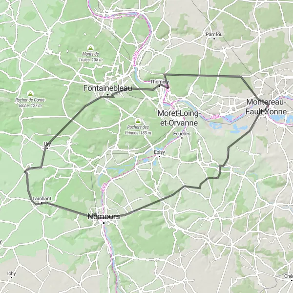 Map miniature of "The Road Explorer" cycling inspiration in Ile-de-France, France. Generated by Tarmacs.app cycling route planner