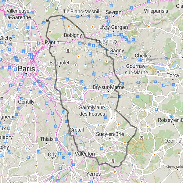 Miniature de la carte de l'inspiration cycliste "Le Circuit Nature et Culture" dans la Ile-de-France, France. Générée par le planificateur d'itinéraire cycliste Tarmacs.app