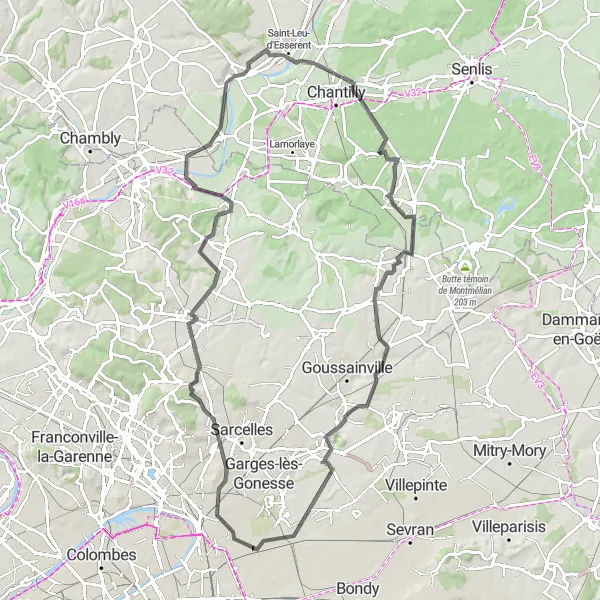 Map miniature of "La Courneuve - Saint-Brice-sous-Forêt Loop" cycling inspiration in Ile-de-France, France. Generated by Tarmacs.app cycling route planner