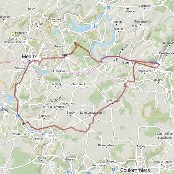 Map miniature of "Explore the Countryside near La Ferté-sous-Jouarre" cycling inspiration in Ile-de-France, France. Generated by Tarmacs.app cycling route planner