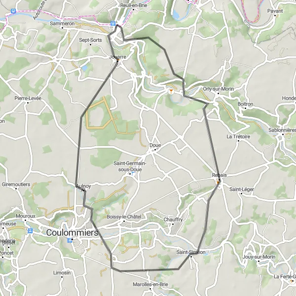 Map miniature of "The Short and Sweet" cycling inspiration in Ile-de-France, France. Generated by Tarmacs.app cycling route planner