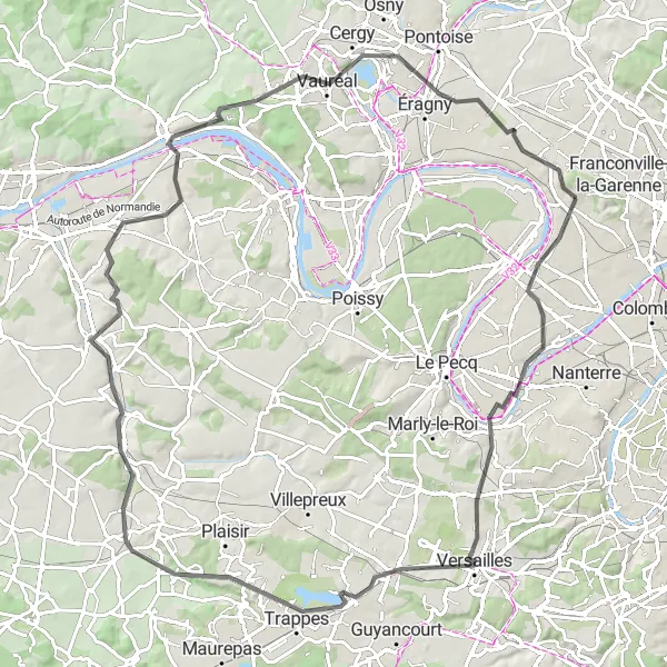 Map miniature of "La Frette Road Explorer" cycling inspiration in Ile-de-France, France. Generated by Tarmacs.app cycling route planner