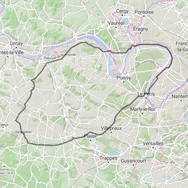 Map miniature of "Scenic Route from La Frette-sur-Seine: Admire the Views of Paris" cycling inspiration in Ile-de-France, France. Generated by Tarmacs.app cycling route planner