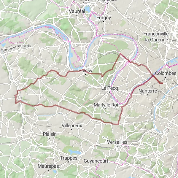Miniature de la carte de l'inspiration cycliste "Exploration des vallées des Yvelines" dans la Ile-de-France, France. Générée par le planificateur d'itinéraire cycliste Tarmacs.app