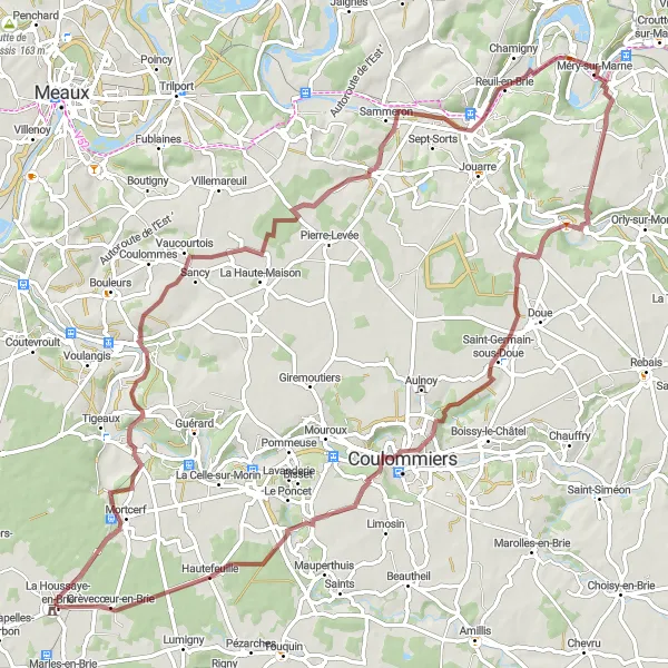 Miniature de la carte de l'inspiration cycliste "Le Circuit de la Vallée de la Marne" dans la Ile-de-France, France. Générée par le planificateur d'itinéraire cycliste Tarmacs.app