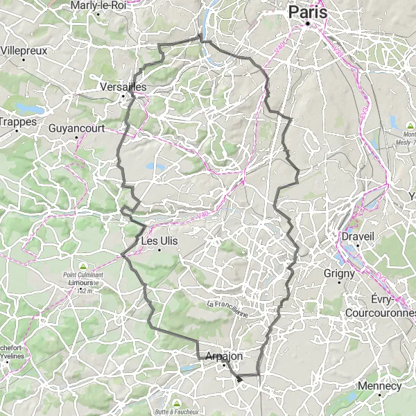 Miniature de la carte de l'inspiration cycliste "La Grande Randonnée de La Norville" dans la Ile-de-France, France. Générée par le planificateur d'itinéraire cycliste Tarmacs.app