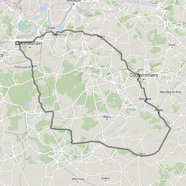 Map miniature of "Epic Adventure" cycling inspiration in Ile-de-France, France. Generated by Tarmacs.app cycling route planner