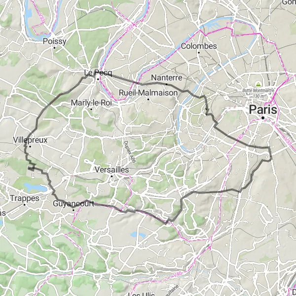 Map miniature of "Discover Bourg-la-Reine and Jouy-en-Josas" cycling inspiration in Ile-de-France, France. Generated by Tarmacs.app cycling route planner