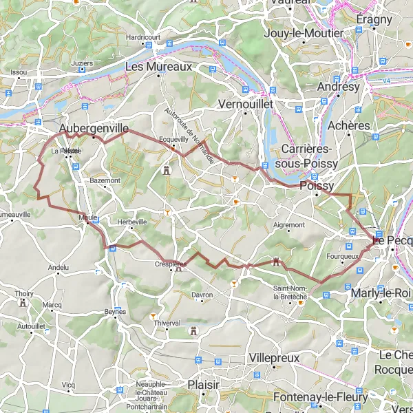 Map miniature of "The Gravel Adventure" cycling inspiration in Ile-de-France, France. Generated by Tarmacs.app cycling route planner