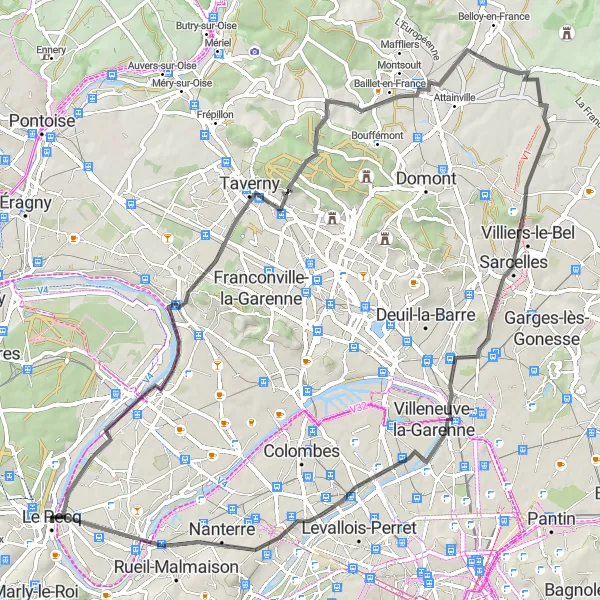 Map miniature of "The Riverside Ride" cycling inspiration in Ile-de-France, France. Generated by Tarmacs.app cycling route planner