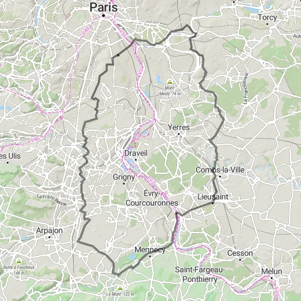 Miniature de la carte de l'inspiration cycliste "Route panoramique à vélo près de Le Perreux-sur-Marne" dans la Ile-de-France, France. Générée par le planificateur d'itinéraire cycliste Tarmacs.app