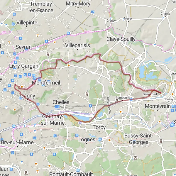 Miniature de la carte de l'inspiration cycliste "Itinéraire de Clichy-sous-Bois à Le Raincy" dans la Ile-de-France, France. Générée par le planificateur d'itinéraire cycliste Tarmacs.app