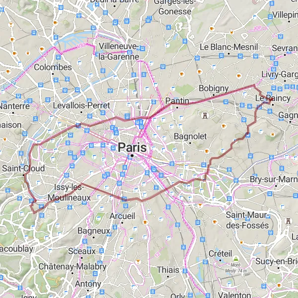 Miniature de la carte de l'inspiration cycliste "Parcours gravel pittoresque" dans la Ile-de-France, France. Générée par le planificateur d'itinéraire cycliste Tarmacs.app