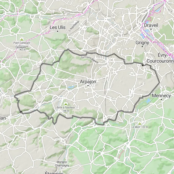 Map miniature of "The Val-Saint-Germain Loop" cycling inspiration in Ile-de-France, France. Generated by Tarmacs.app cycling route planner