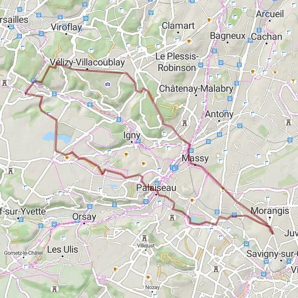 Map miniature of "The Hidden Trails" cycling inspiration in Ile-de-France, France. Generated by Tarmacs.app cycling route planner