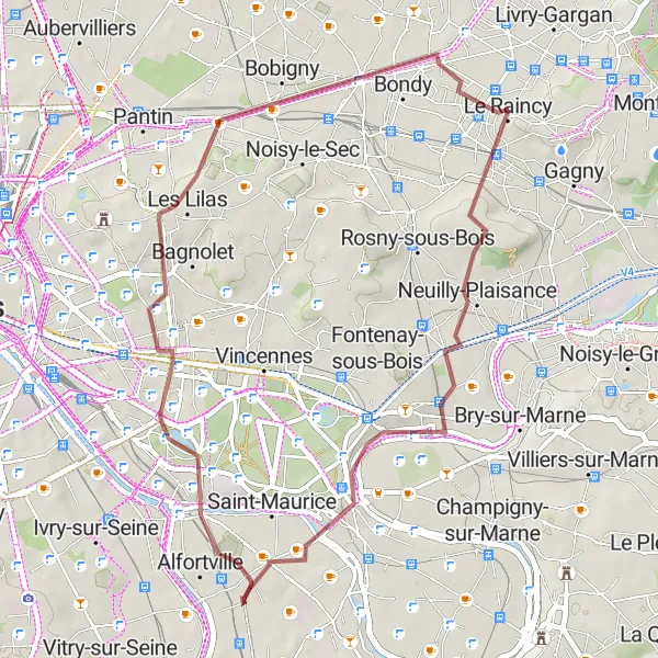 Map miniature of "Countryside Escape" cycling inspiration in Ile-de-France, France. Generated by Tarmacs.app cycling route planner