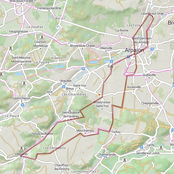 Map miniature of "Leuville-sur-Orge Hidden Gem" cycling inspiration in Ile-de-France, France. Generated by Tarmacs.app cycling route planner