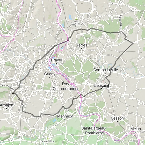 Map miniature of "Valley views and hidden gems" cycling inspiration in Ile-de-France, France. Generated by Tarmacs.app cycling route planner