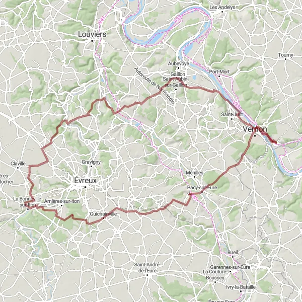 Map miniature of "The Gravel Explorer" cycling inspiration in Ile-de-France, France. Generated by Tarmacs.app cycling route planner