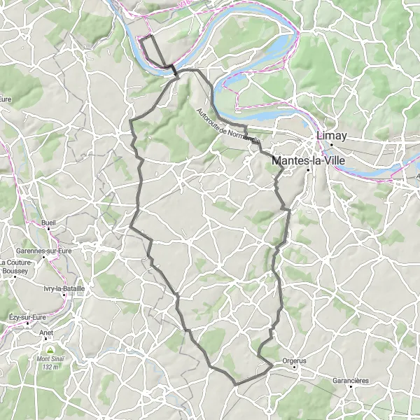 Map miniature of "The Château Trail" cycling inspiration in Ile-de-France, France. Generated by Tarmacs.app cycling route planner