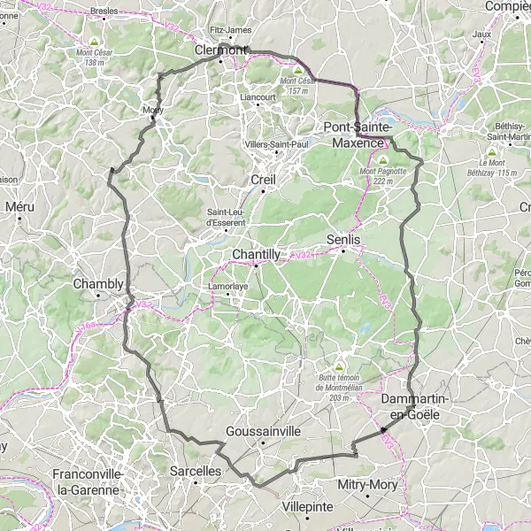 Miniature de la carte de l'inspiration cycliste "Randonnée jusqu'à Ver-sur-Launette" dans la Ile-de-France, France. Générée par le planificateur d'itinéraire cycliste Tarmacs.app