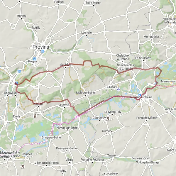 Map miniature of "Chalautre" cycling inspiration in Ile-de-France, France. Generated by Tarmacs.app cycling route planner