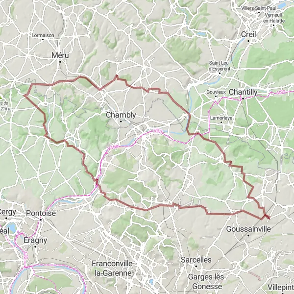 Map miniature of "Gravel Adventure from Louvres" cycling inspiration in Ile-de-France, France. Generated by Tarmacs.app cycling route planner