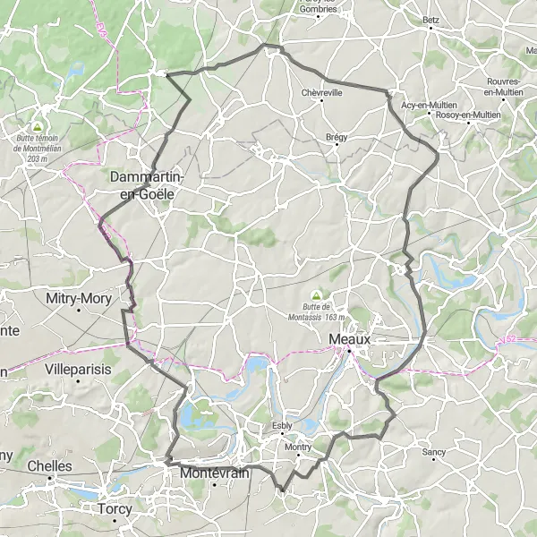 Map miniature of "The Grand Tour" cycling inspiration in Ile-de-France, France. Generated by Tarmacs.app cycling route planner