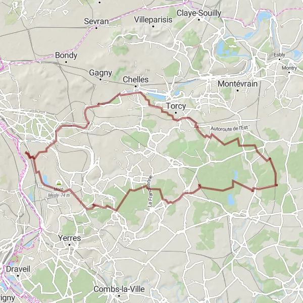 Map miniature of "The Gravel Explorer: Maisons-Alfort to Créteil" cycling inspiration in Ile-de-France, France. Generated by Tarmacs.app cycling route planner