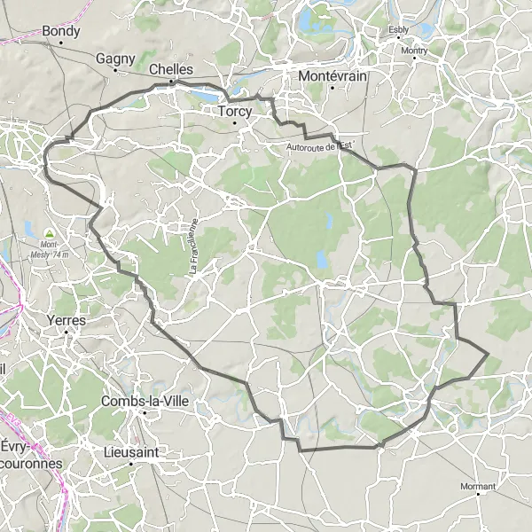 Map miniature of "Road Cycling Paradise: Maisons-Alfort to Terrasse de Chennevières" cycling inspiration in Ile-de-France, France. Generated by Tarmacs.app cycling route planner