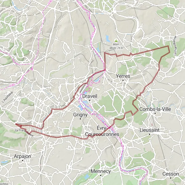 Miniature de la carte de l'inspiration cycliste "Tour de Savigny-sur-Orge et Bondoufle" dans la Ile-de-France, France. Générée par le planificateur d'itinéraire cycliste Tarmacs.app