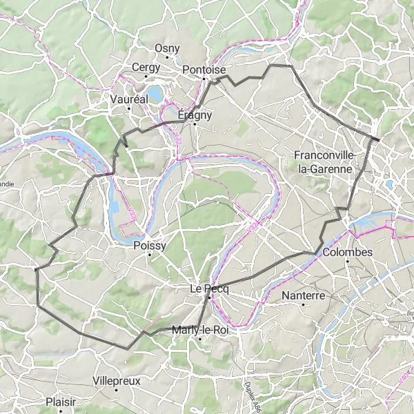 Map miniature of "Argenteuil to Saint-Leu-la-Forêt" cycling inspiration in Ile-de-France, France. Generated by Tarmacs.app cycling route planner