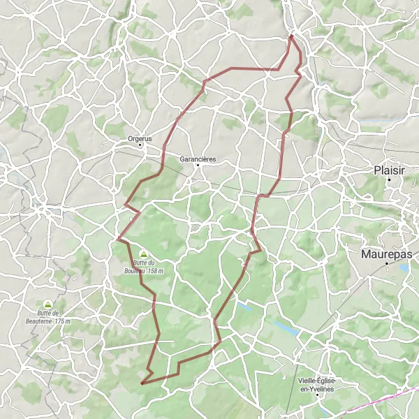 Map miniature of "The Gravel Madness" cycling inspiration in Ile-de-France, France. Generated by Tarmacs.app cycling route planner