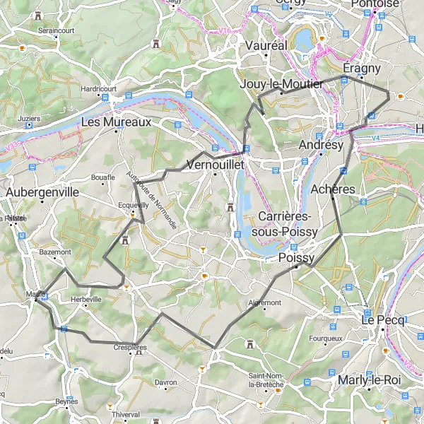 Map miniature of "The Road Explorer" cycling inspiration in Ile-de-France, France. Generated by Tarmacs.app cycling route planner