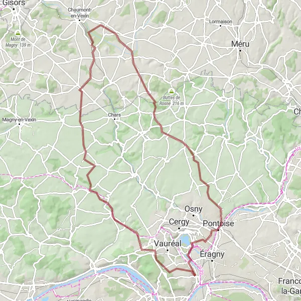 Map miniature of "Amazing Gravel Ride" cycling inspiration in Ile-de-France, France. Generated by Tarmacs.app cycling route planner