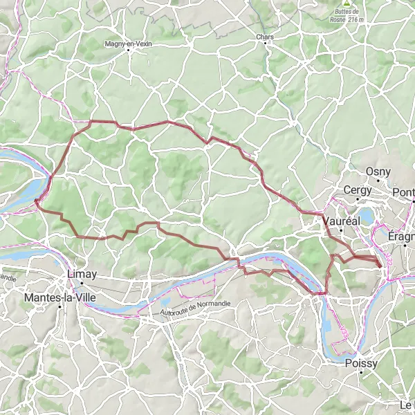 Map miniature of "The Gravel Adventure" cycling inspiration in Ile-de-France, France. Generated by Tarmacs.app cycling route planner