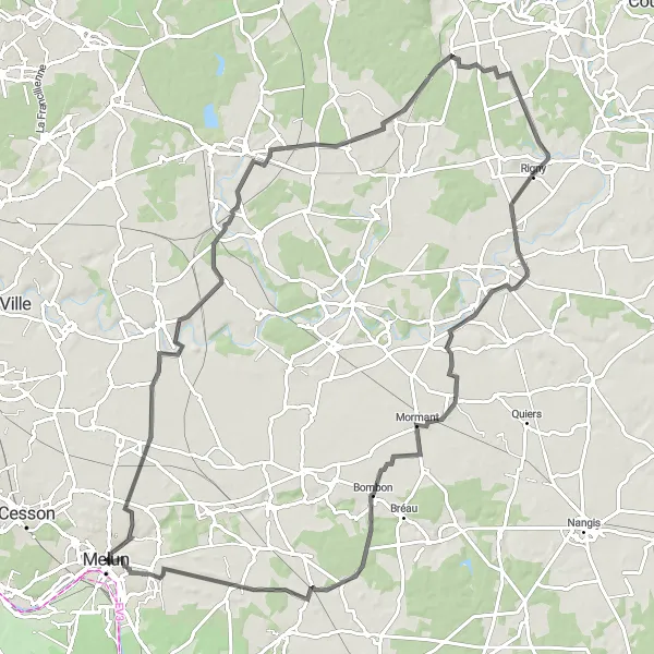 Map miniature of "The Countryside Delight" cycling inspiration in Ile-de-France, France. Generated by Tarmacs.app cycling route planner