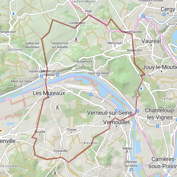Miniature de la carte de l'inspiration cycliste "L'Escapade des collines de l'Ouest parisien" dans la Ile-de-France, France. Générée par le planificateur d'itinéraire cycliste Tarmacs.app
