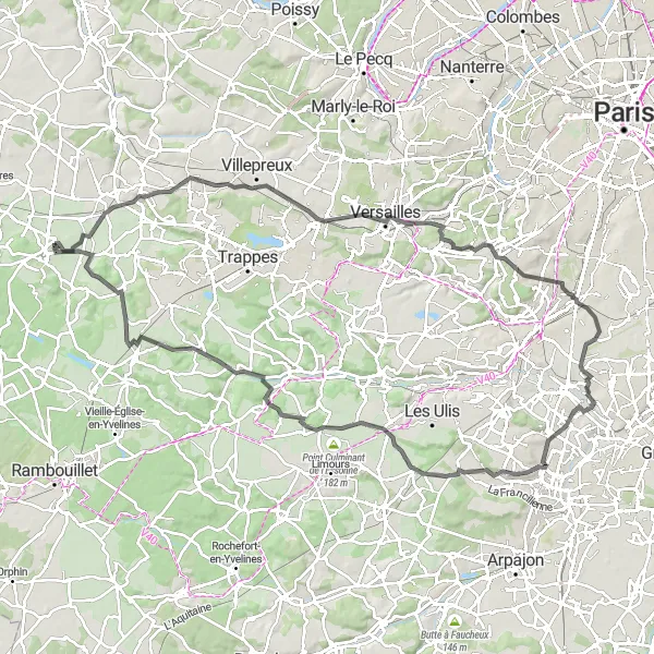 Miniature de la carte de l'inspiration cycliste "Tour Mareil-le-Guyon" dans la Ile-de-France, France. Générée par le planificateur d'itinéraire cycliste Tarmacs.app