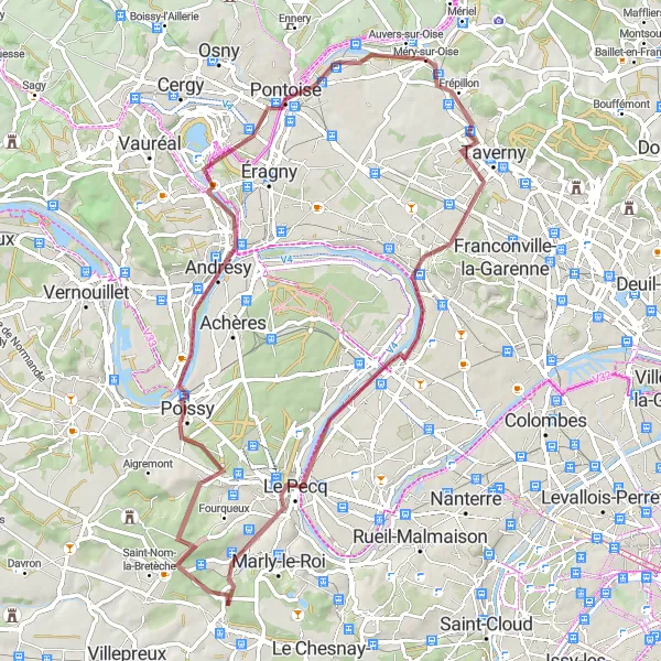 Map miniature of "Off-Road Adventure" cycling inspiration in Ile-de-France, France. Generated by Tarmacs.app cycling route planner