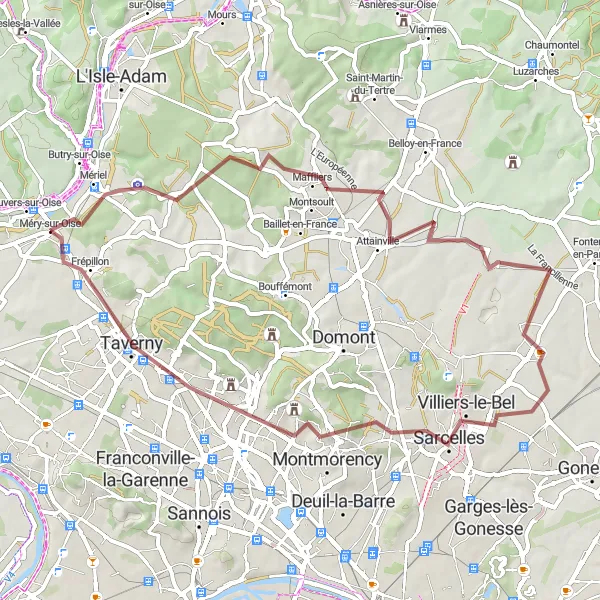 Map miniature of "Morval Road Loop" cycling inspiration in Ile-de-France, France. Generated by Tarmacs.app cycling route planner