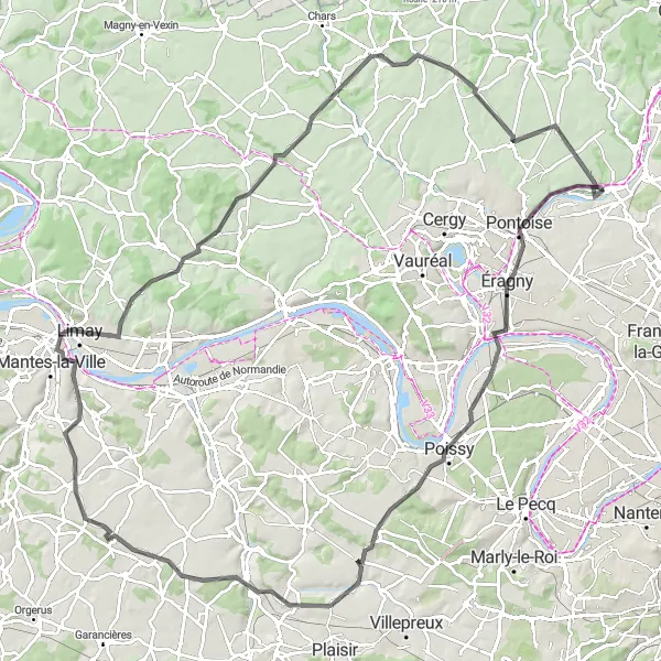 Map miniature of "Conflans Ste Honorine Challenge" cycling inspiration in Ile-de-France, France. Generated by Tarmacs.app cycling route planner