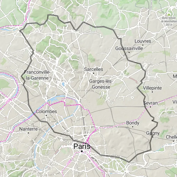 Map miniature of "Cormeilles-en-Parisis Adventure" cycling inspiration in Ile-de-France, France. Generated by Tarmacs.app cycling route planner