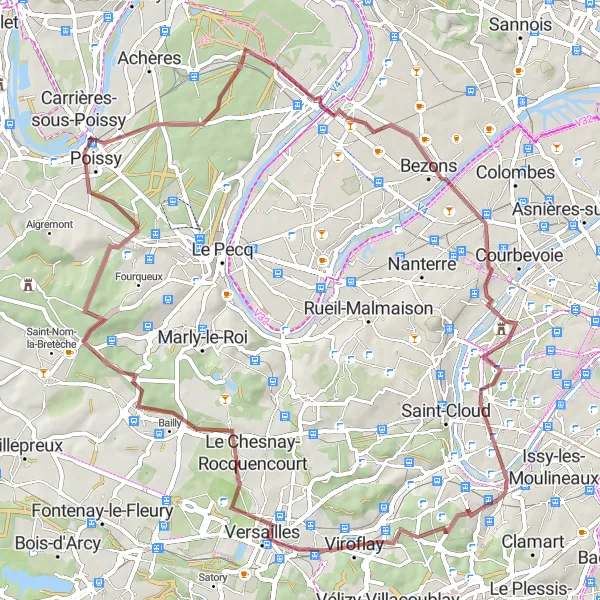 Map miniature of "Discover Historic Gems near Meudon" cycling inspiration in Ile-de-France, France. Generated by Tarmacs.app cycling route planner