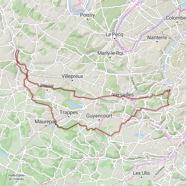 Map miniature of "Gravel Adventure near Meudon" cycling inspiration in Ile-de-France, France. Generated by Tarmacs.app cycling route planner