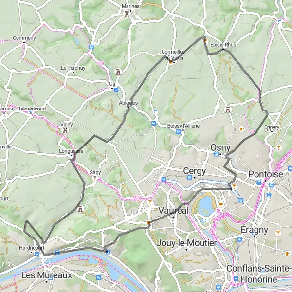 Map miniature of "The Scenic Loop" cycling inspiration in Ile-de-France, France. Generated by Tarmacs.app cycling route planner