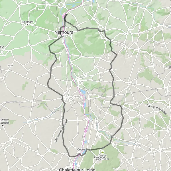 Map miniature of "Darvault Discovery" cycling inspiration in Ile-de-France, France. Generated by Tarmacs.app cycling route planner